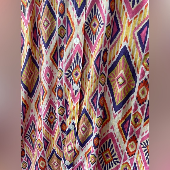 Chico’s| Boho Linen Long Sleeve Blouse, No-Iron Fabric—Size 2•••Lagenlook - Picture 7 of 16